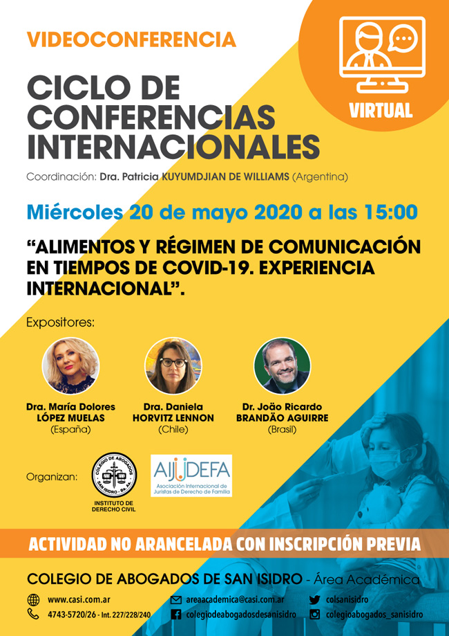 Alimentos y régimen de comunicación en tiempos de Covid-19. Experiencia internacional. Videoconferencia