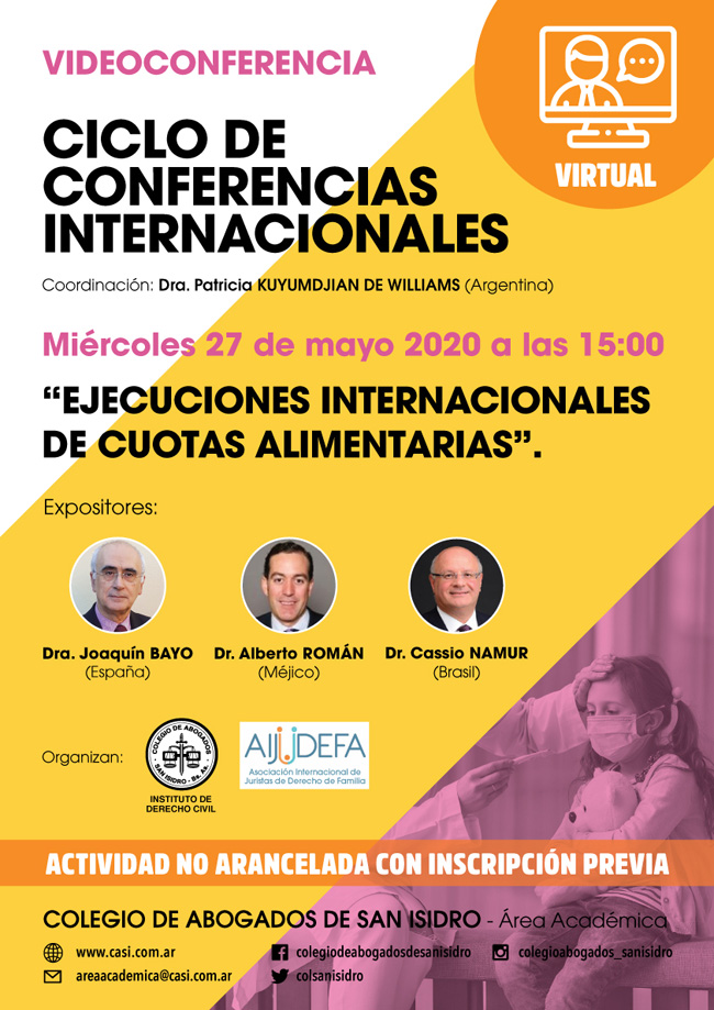 Ejecuciones internacionales de cuotas alimentarias. Videoconferencia