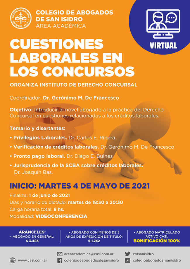 Cuestiones laborales en los concursos. Curso virtual