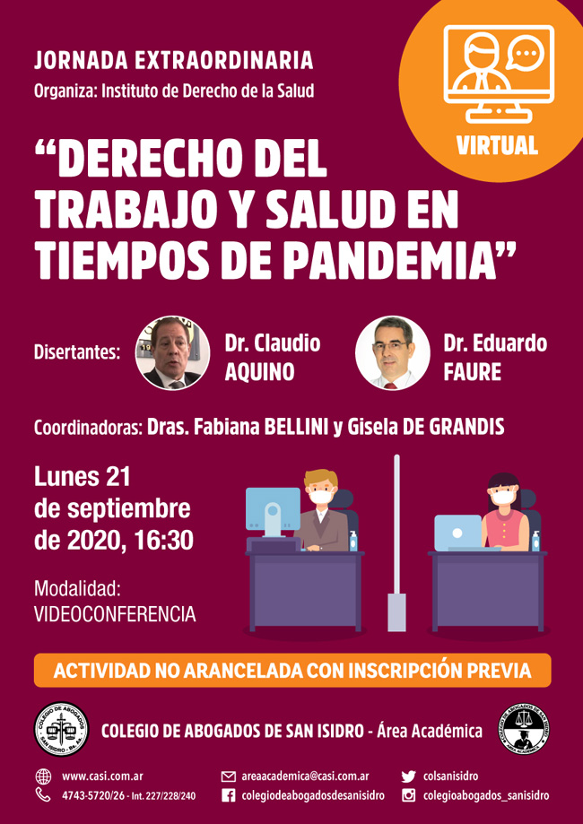 Derecho del Trabajo y Salud en tiempos de pandemia. Jornada