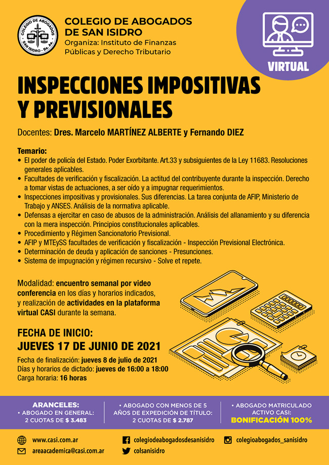 Inspecciones impositivas y previsionales. Curso virtual