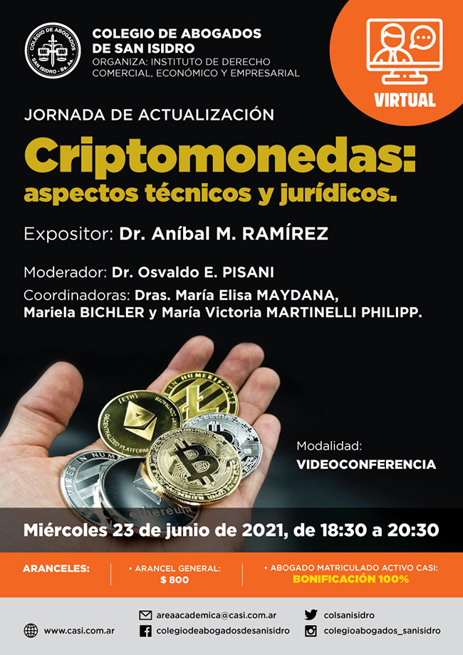 Criptomonedas: aspectos técnicos y jurídicos. Jornada de actualización