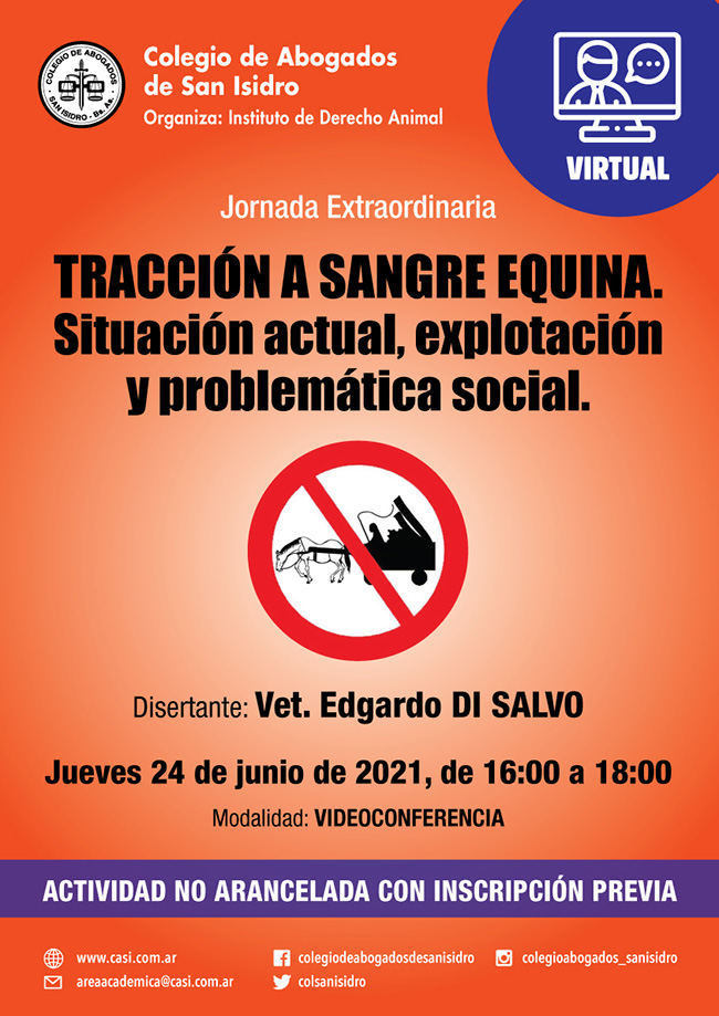 Tracción a sangre equina. Situación actual, explotación y problemática social. Jornada extraordinaria