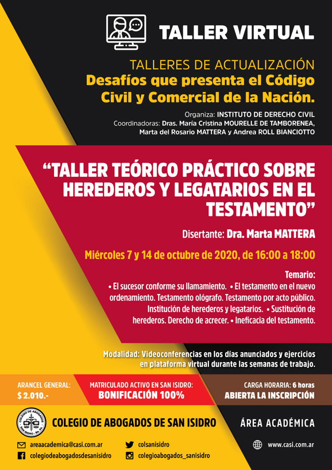 Herederos y legatarios en el testamento. Taller teórico práctico