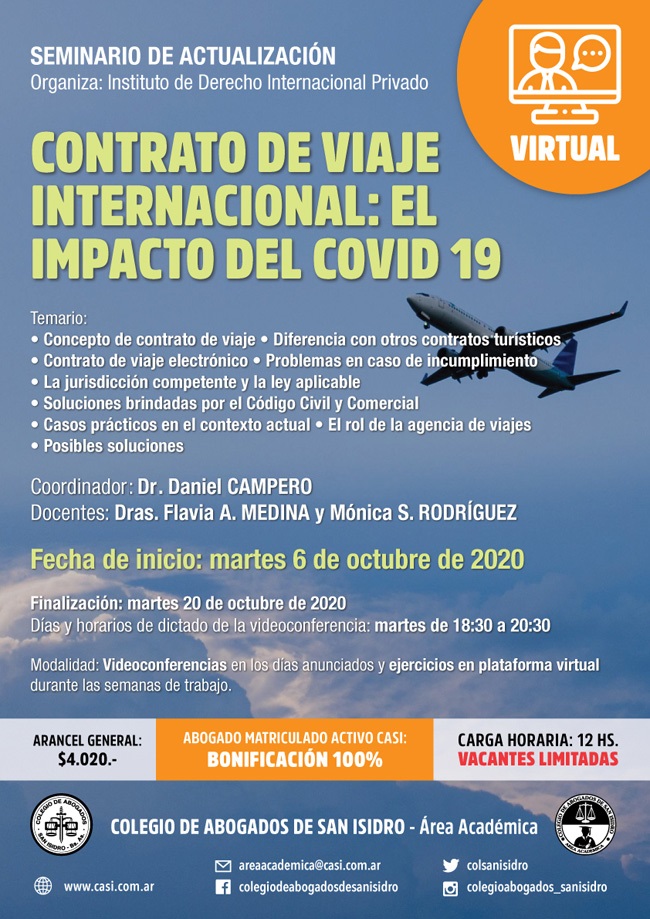 Contrato de viaje internacional: el impacto del Covid 19