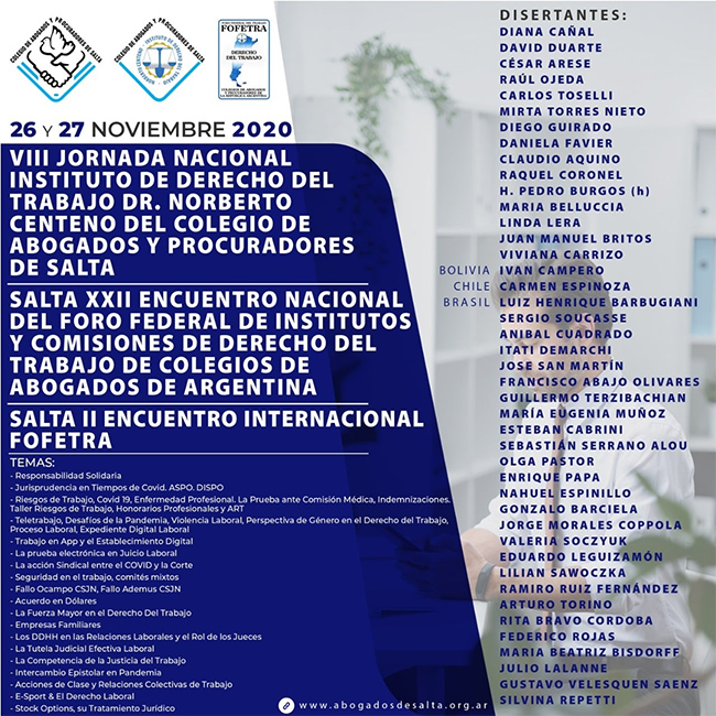 VIII JORNADA NACIONAL INSTITUTO CENTENO - XXII ENCUENTRO NACIONAL FOFETRA Y II ENCUENTRO INTERNACIONAL FOFETRA